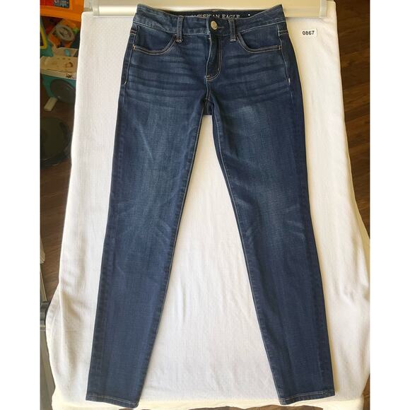 American Eagle Outfitters Women’s Waxed Denim Skinny Jeans size 2 Short, Blue - Picture 1 of 10
